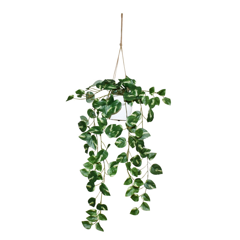 Pothos artificiel de 66 cm en pot en céramique, plante suspendue d'intérieur
