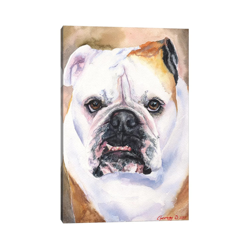 English Bulldog I by George Dyachenko - Wrapped Canvas Painting, 20.32 cm H x 30.48 cm W