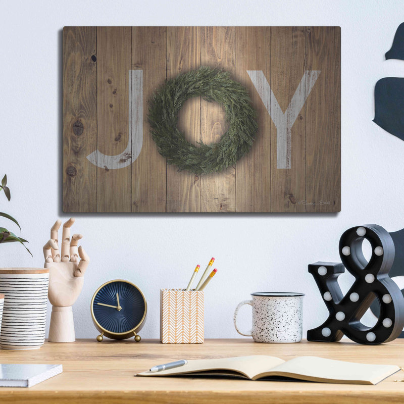«Joy Cedar Wreath» par Susan Ball, art mural en métal, H 12 po x l 16 po