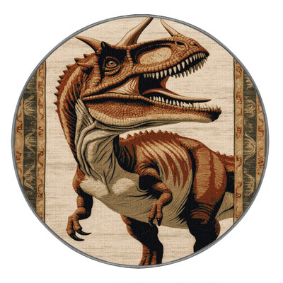 Tapis brun dinosaures lavable à la machine
