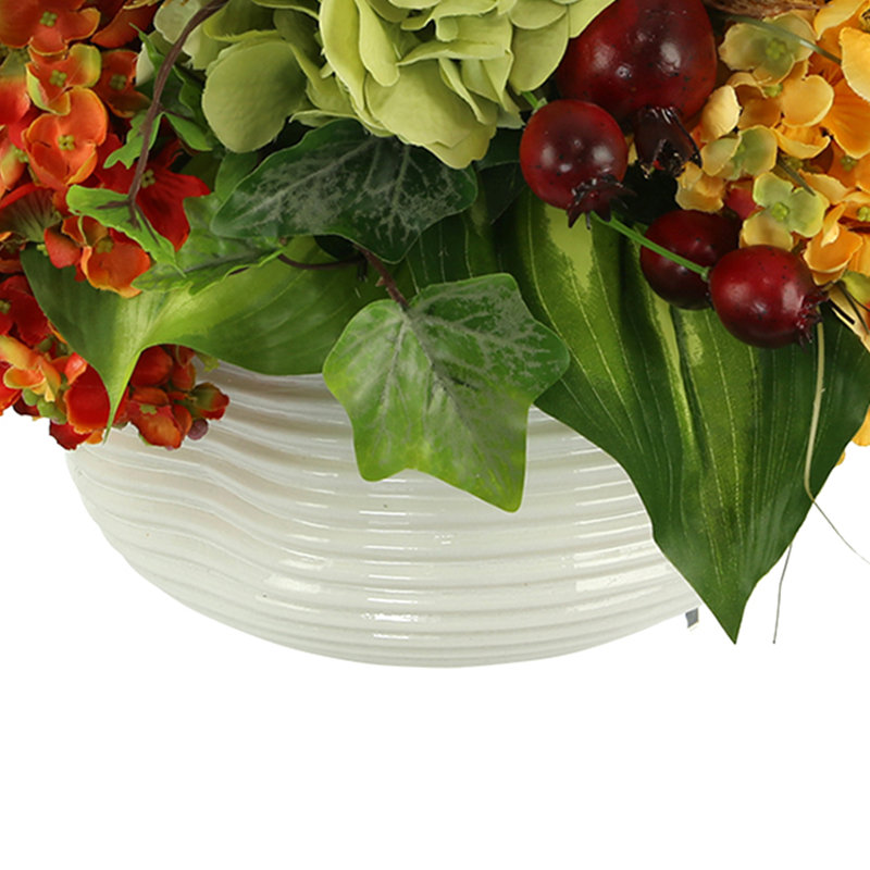 Mixed Hydrangea And Fruit Floral Arrangement