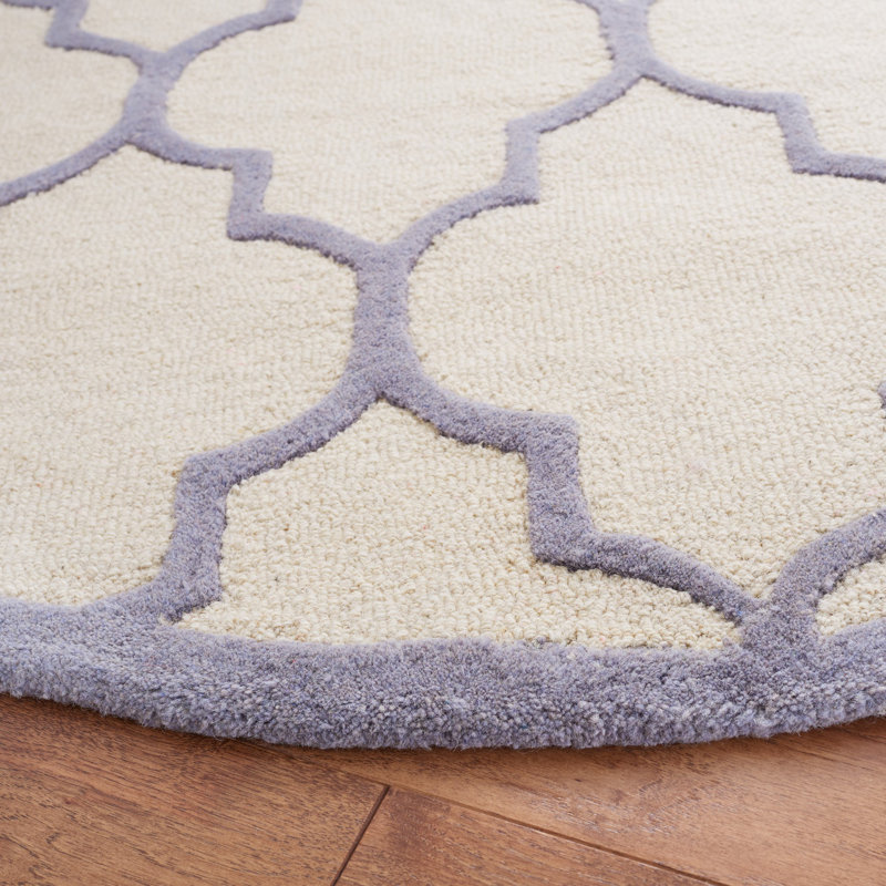 Cannen Hand Tufted Wool Geometric Rug, Round 6'