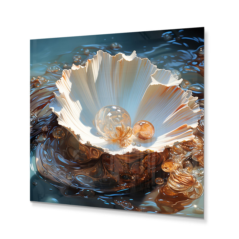 Art mural en métal White Pearl, H 16 po x l 16 po x P 1 po
