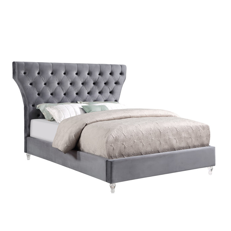Eldrid Upholstered Slat Bed, King, Gray