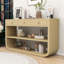 Console courbée avec lignes élégantes, tiroirs et tablette de rangement-958124460