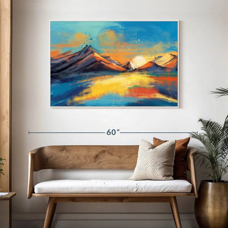 Coucher de soleil, paysage de Quenby, Cadre flottant blanc, 46 po x 31 po