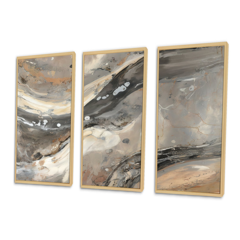 «Morning Effervescence I», ensemble d'art mural sur toile abstraite, H 28 po x l 36 po x P 1 po, Toile avec cadre naturel