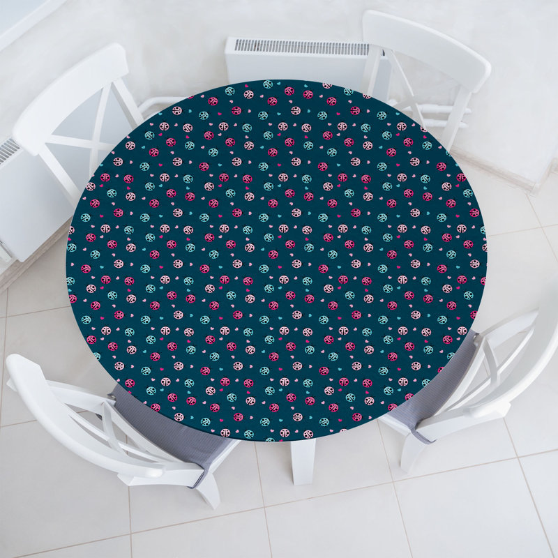 East Urban Home Ladybug Fitted Round Tablecloth Multicolor, 51.97" Round