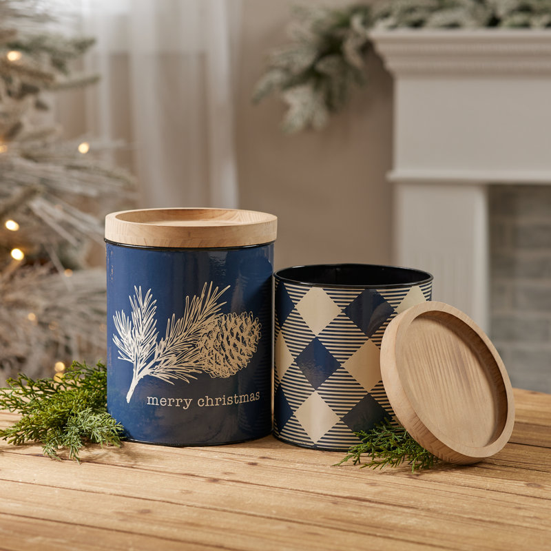 Pinecone and Plaid Iron Canister