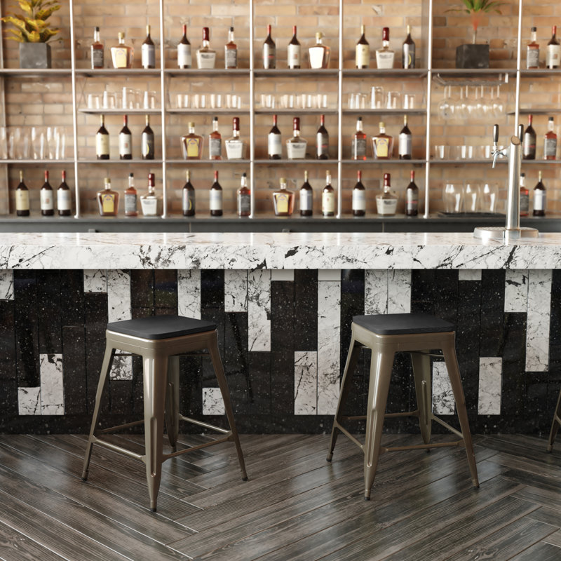 Tabouret de bar Bushea, Tabouret de comptoir (siège d'une hauteur de 24 p, Gris / noir