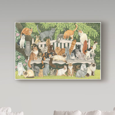 'Cats in The Garden' Acrylic Painting Print on Wrapped Canvas