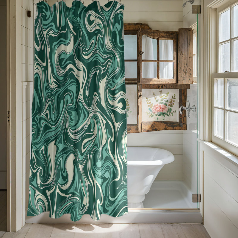 Susette Abstract Shower Curtain, 74"H x 71"W
