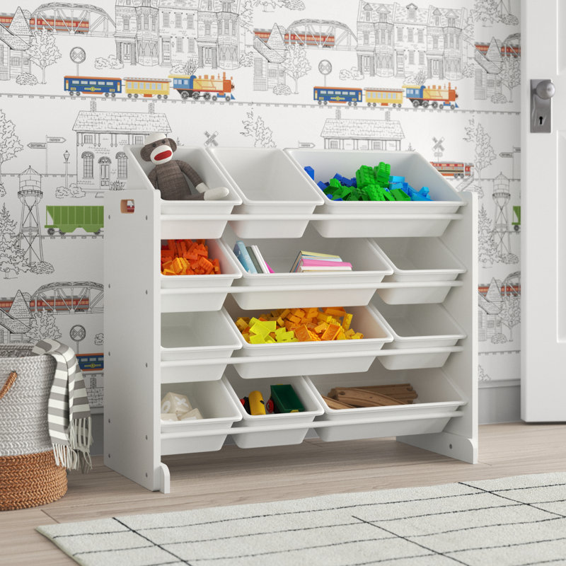 Organisateur de jouets avec bacs Rafael, Blanc