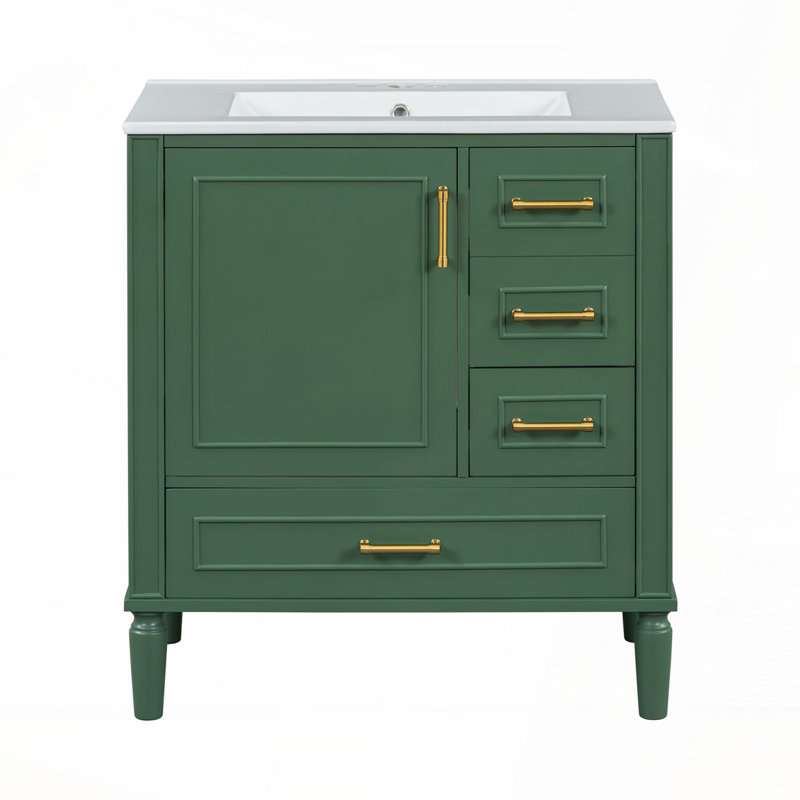 30"Bathroom Vanity with Ceramic Sink, Green