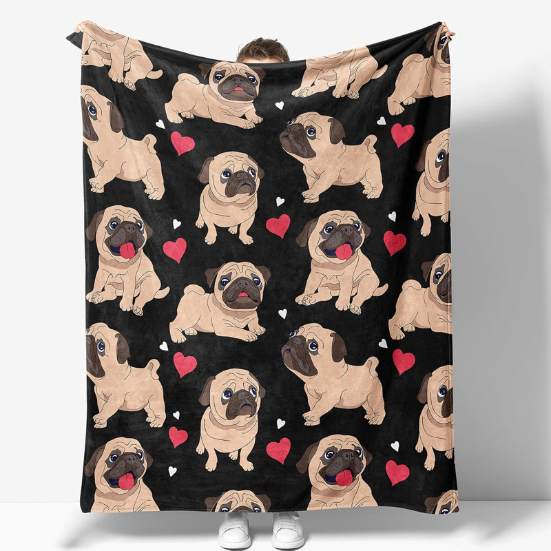 Carlin, cadeaux pour femme, maman, épouse, anniversaire, Noël, Saint-Valentin, cadeau, mignon, carlin, impression, thème, décor, chambre à coucher, salon, canapé, canapé, adultes, doux, douillet, flanelle, jetés, 60 po x 80 po