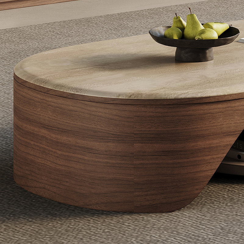 Cream-style solid wood retractable coffee table