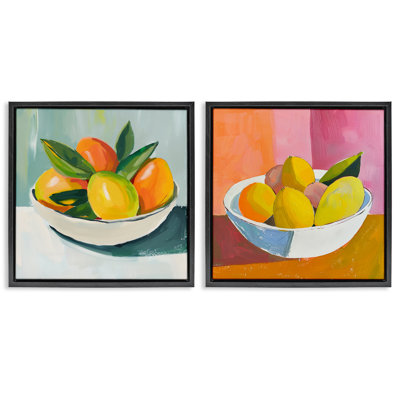 Ensemble de 2 cadres flottants Fresh Fruit in Bowl, design par Walker Noble