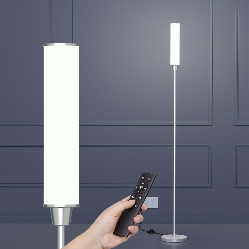 66" Floor Lamp with Remote Control, Nickel