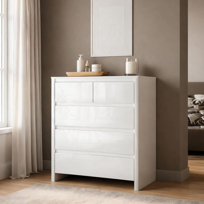 Tanah 5 Drawer High Gloss Chest of Drawers