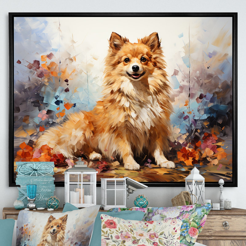 Poméranie Poise I sur toile, Cadre flottant noir, H 16 po x l 32 po x P 1 po
