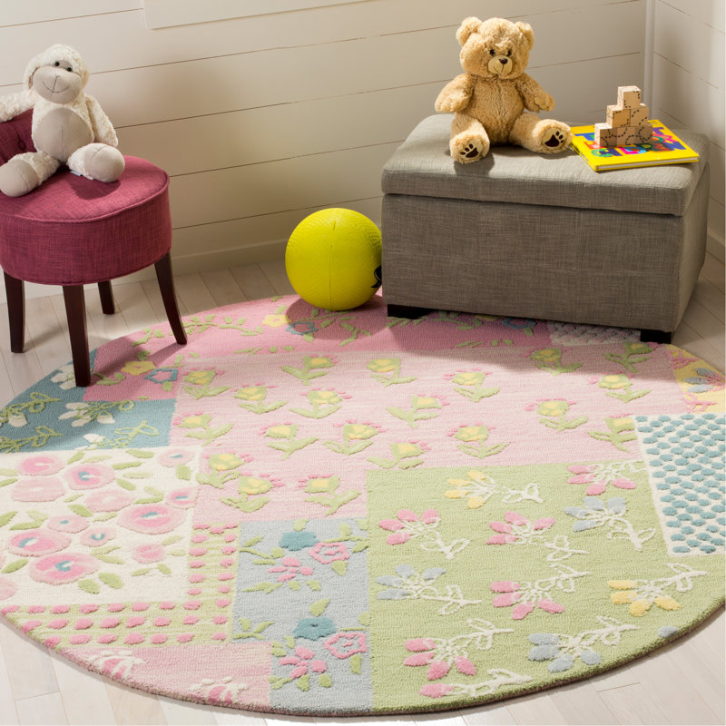 Gosselin Hand Tufted 80% Wool And 20% Cotton Rug, Round 6'