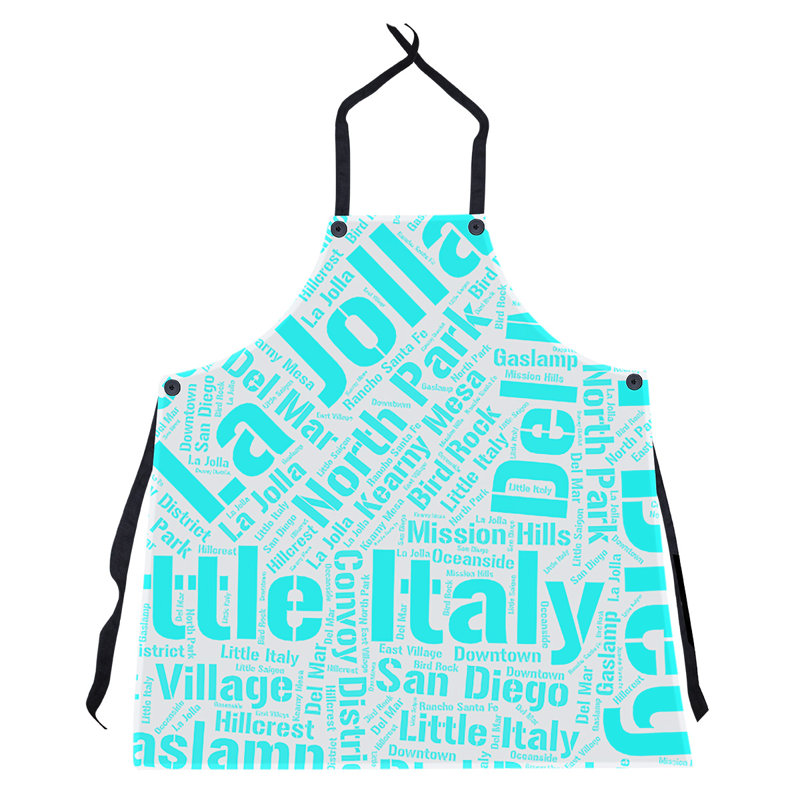Word Art Bib Apron, Cyan, San Francisco
