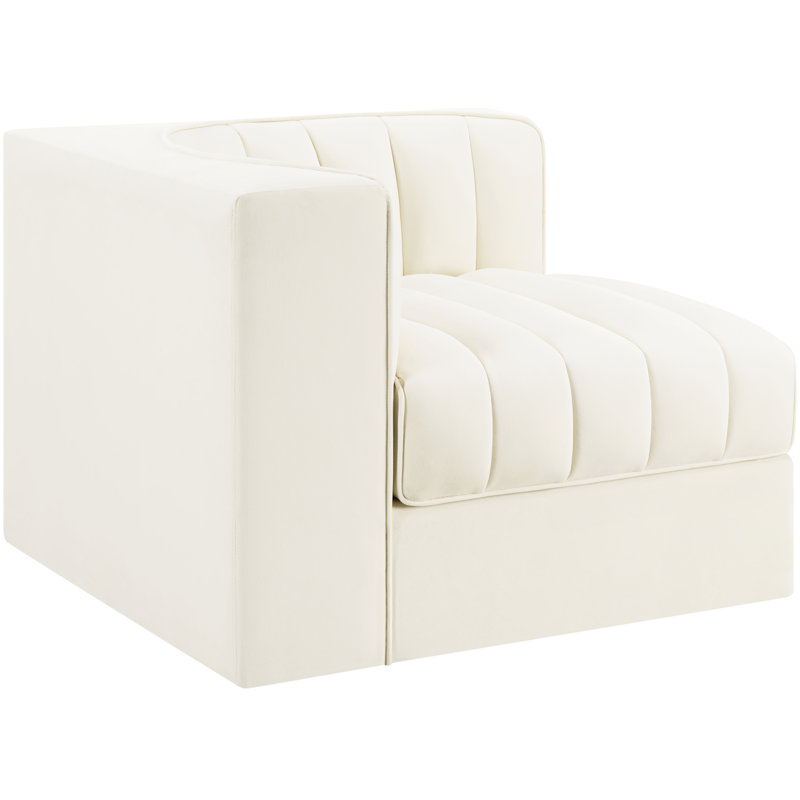 Chaise d'angle rembourrée en tissu Rummi, Crème