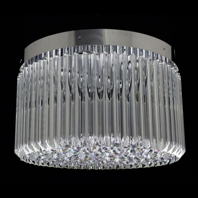 Lustre en cristal Murano Simplicity, Givré, Nickel poli, 29" Diameter x 14" Height