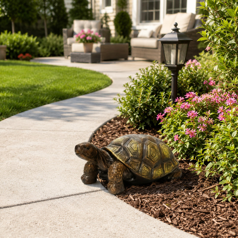 Statue de jardin en résine de tortue brune