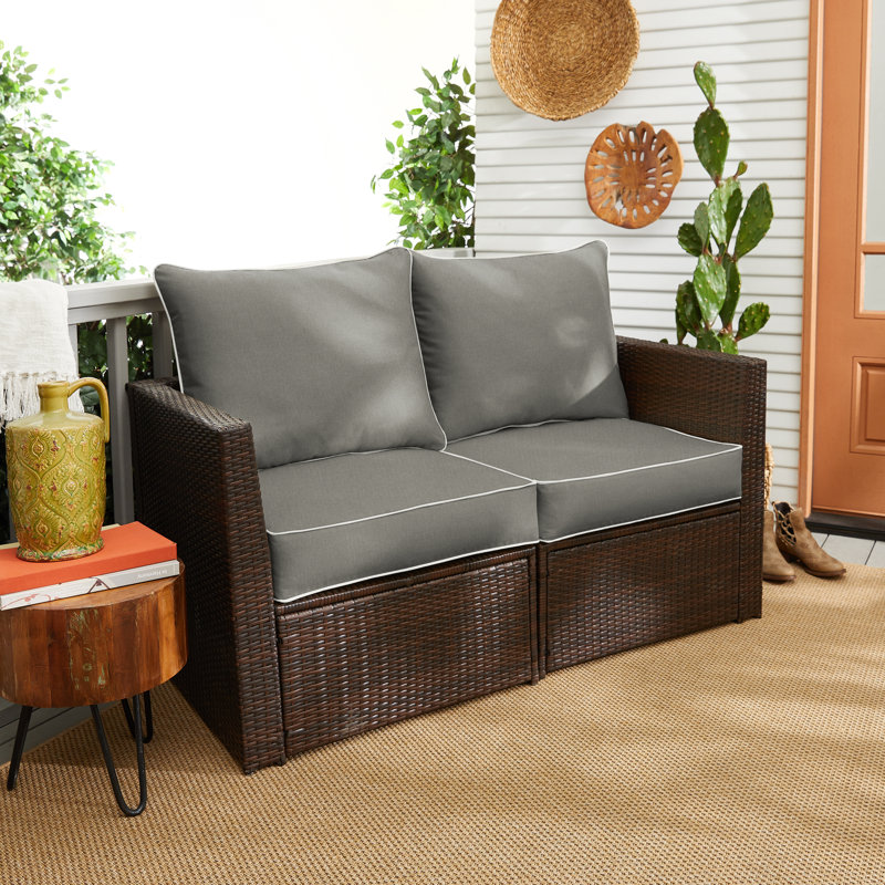 Sunbrella Outdoor Solid Loveseat Pillow and Cushion Set, 22.5 in W x 22.5 in D x 5 in H
