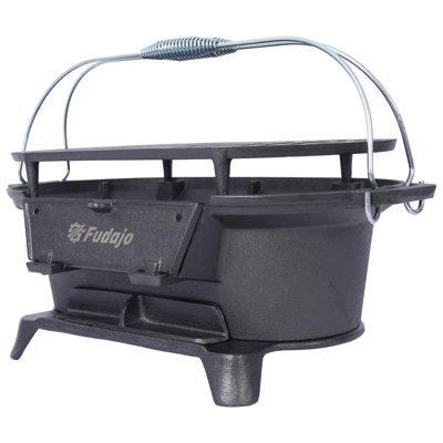 Ovale en fonte - Barbecue au charbon pour la cuisine domestique et extérieure 100% fer, recouvert d'émail, avec propriétés de rétention de la chaleur