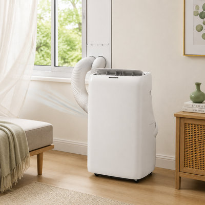 Climatiseur portatif 31,5 "en ABS blanc avec boyau double et ensemble de fenêtre pour le salon, la chambre à coucher