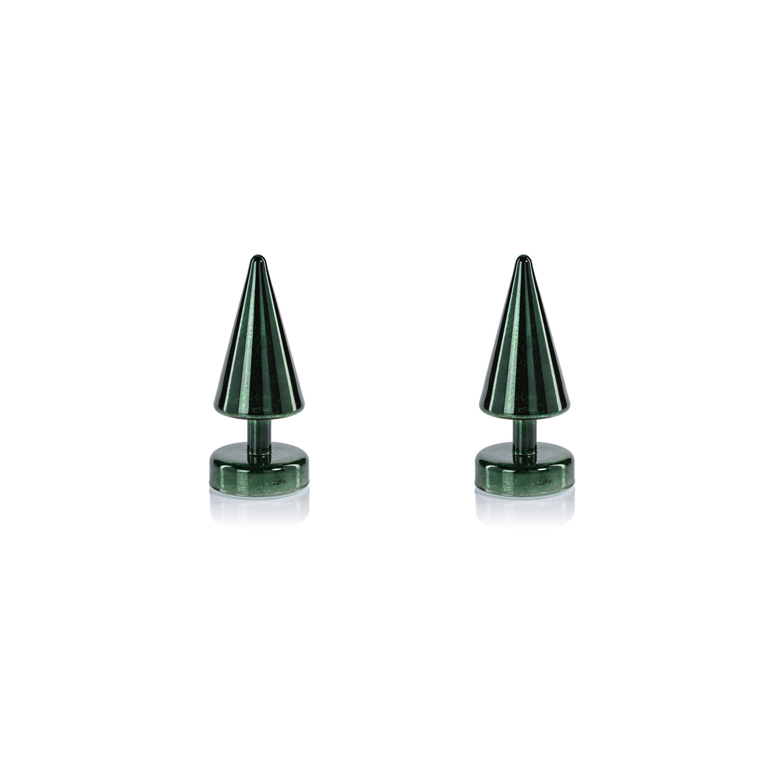2-Piece Lighted Sparkle Cone Tree Set, 7" H x 3.25" W x 3.25" D, Green