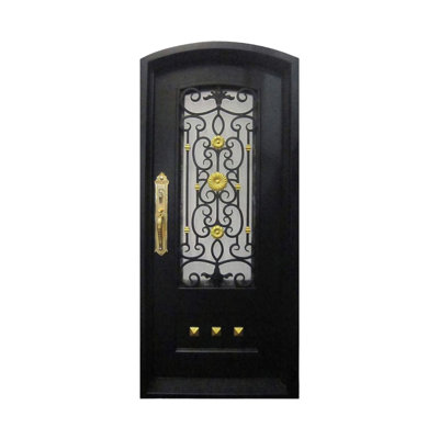 Gilded Dahlia Single Arched Iron Door