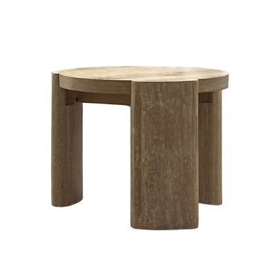 20.5" W Contemporary Round End Table, Oak