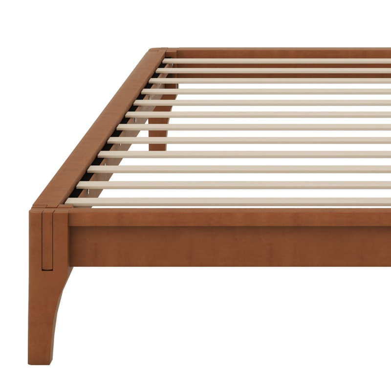Wood Platform Bed Frame, With Slat Support, Brown