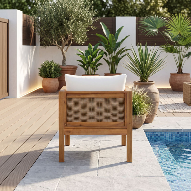 Fauteuils d'extérieur 2 pièces avec coussins résistants à l'eau, Beige Natural