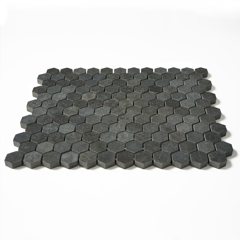 Hex Hexagon 1" x 1" Mosaic Tile in Black Honed