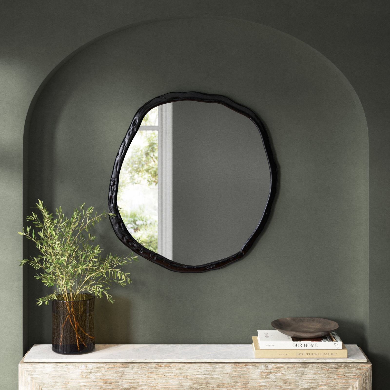 Nola Accent Mirror, 36.5" x 36.5", Black
