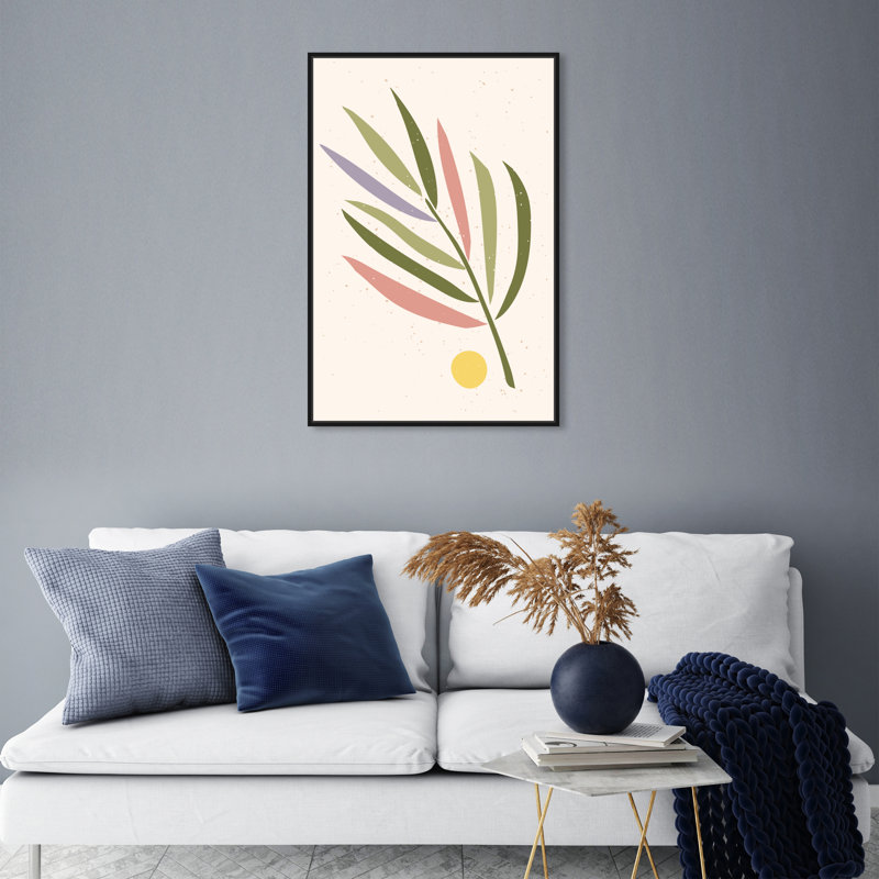 Palmier pastel - impression, Cadre noir, H 24 po x l 20 po