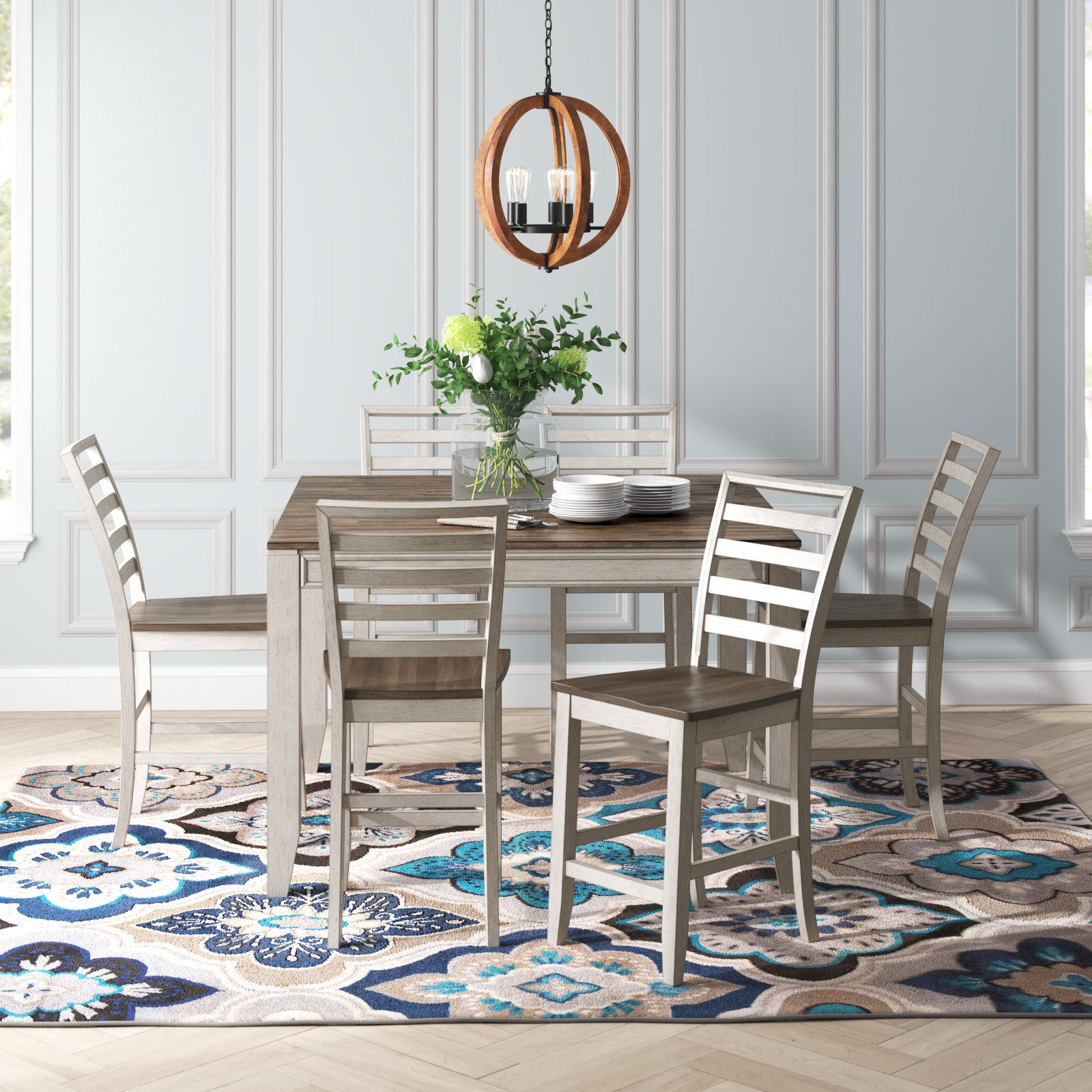 Lark Manor Alohna 7 Piece Extendable Solid Wood Dining Set Reviews Wayfair