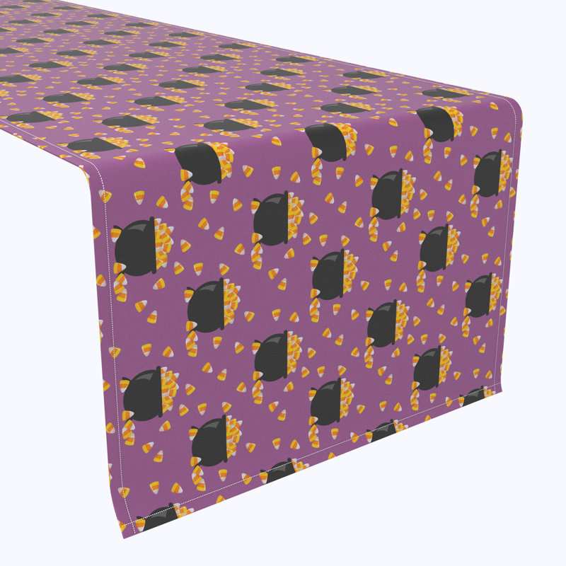 Geometric Halloween Table Runner, 72" x 12", Pot of Candy Corn