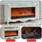 Beige Solid Wood Electric Heating Fireplace
