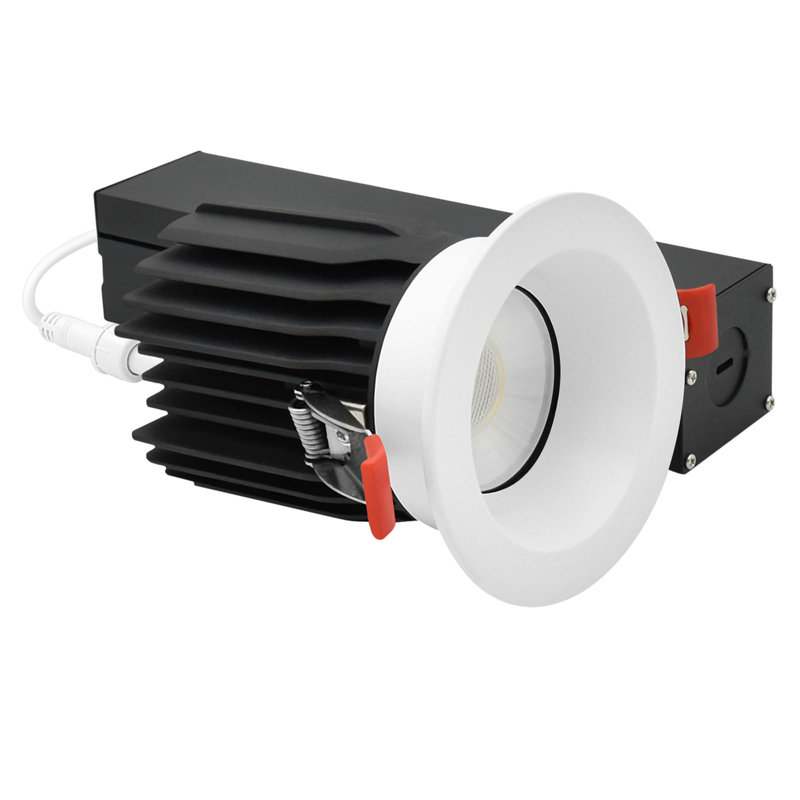 Luxrite 3 po Éclairage encastré à DEL sans cadre avec garniture ronde blanche interchangeable, 5CCT, CRI90, 15 / 20W, 1450 / 2100LM, à intensité variable, faisceau de 60 °, calibre humide