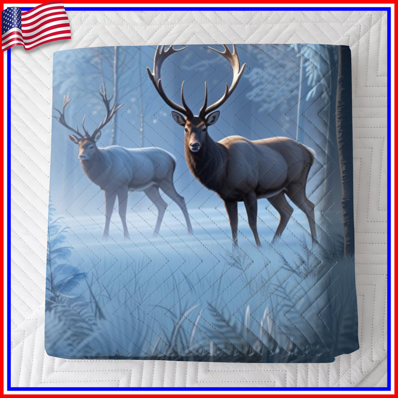 Deer In Frosty Forest Bedding Wildlife couvre-lit nature, Grand lit