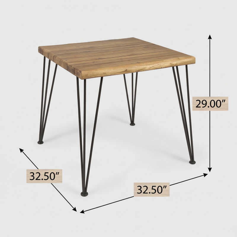 Table de style industriel modèle ZION, combinant des éléments en bois et en métal, d'une taille de 32,5 pouces.