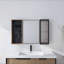 Armoire de toilette 41,6 po avec rangement, armoire à pharmacie murale avec porte miroir, tablettes en verre réglables, contreplaqué