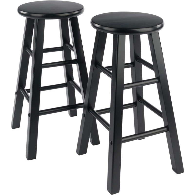 Ivy Square Leg Stool, Black, 2, Short Stool (23.86" Seat Height)