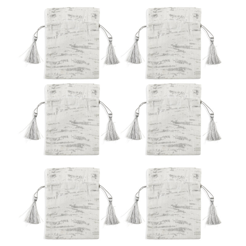 Sac de transport en coton (ensemble de 6), H 7 po x l 5 po, Argent argent