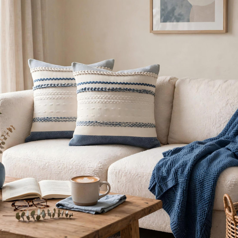 Ensemble de housses de coussin Boho, housses de coussin décoratives texturées avec fermeture à glissière cachée pour canapé et lit (ensemble de 2)